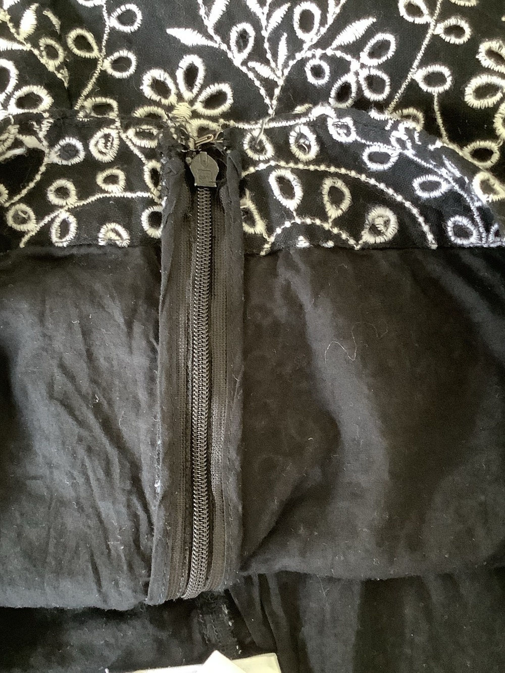 LOFT Black Mini Skirt with White Eyelet Embroidery - Picture 4 of 6